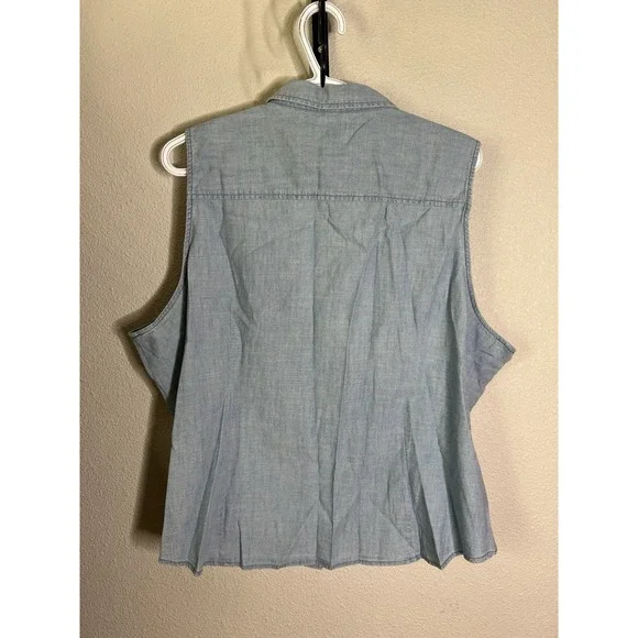 j crew chambray Collared Tank Women's 3X 100% Cotton NWT - Picture 4 of 6